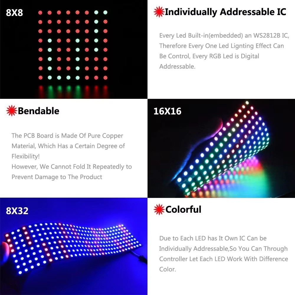 RGB Full Color WS2812B LED Pan - Rgb Led Matrix 8X8 recension och pris